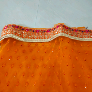 heavy work on orange saree *** price drop*