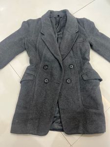Grey Thigh Length Coat