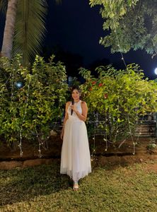 Elegant White Halter Neck Dress