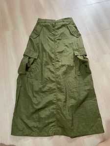 Olive Green Cargo Maxi Skirt