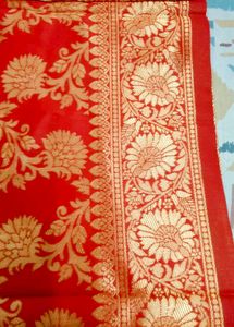 Red Floral Banarasi Silk Saree
