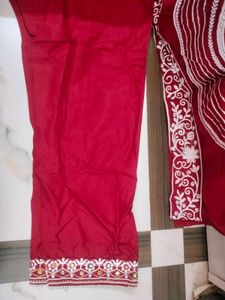 Red Pakistani Kurti Pant Set