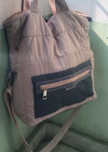 Quilted Tote Bag with Zip Pocket