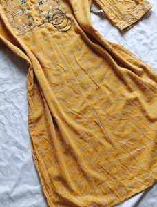 Mustard Straight Fit Kurta