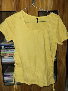 Ribbed Crop Top With Waist Strings