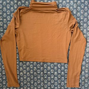 Brown Turtleneck Long Sleeve Top