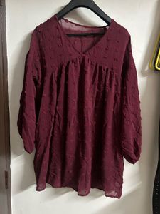 Maroon Sheer Top