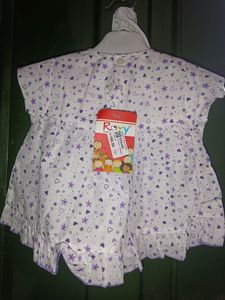 New Born Baby Pure Cotton Frock(Purple) With Panty