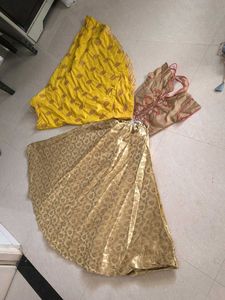Golden ,Yellow Embroidered Lehenga With Blouse