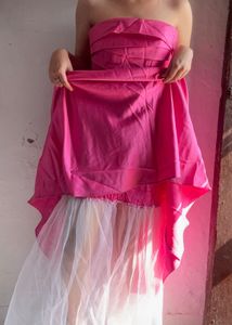 Pink Strapless Maxi Dress [ Back Picture In Video]