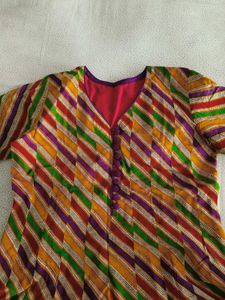 Colorful Striped Anarkali Kurti