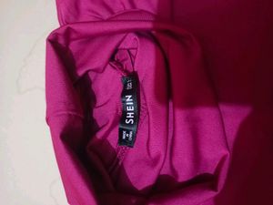 SHEIN TURTLE NECK MAGENTA MINI DRESS