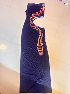 Snake Print Cutout Dress Stylish Black Cut-Out Bod