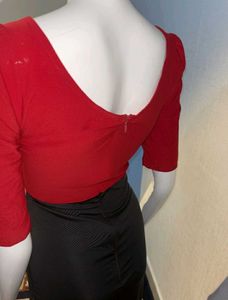 Red &amp; Black Fitted Dress