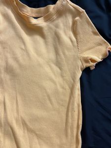 Cute Yellow Ribbed Top