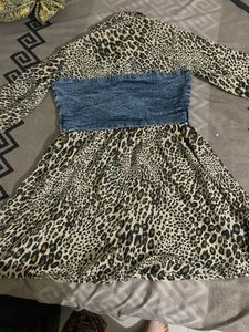 Leopard Print Dress with Denim Detailing | Worn On