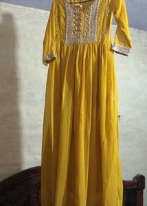 Yellow Embroidered Anarkali Kurti