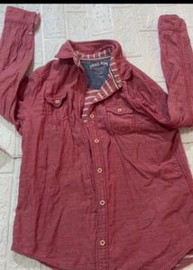 Pink Denim Blend Button-Up Shirt