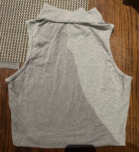 Gray Mock Neck Sleeveless Top
