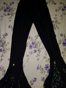 Black Gothic Lace Flare Pants