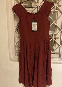 Maroon Fit & Flare Dress