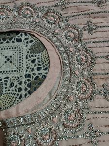 Light Peach Colour Stone Work Plazo Dupatta Sath