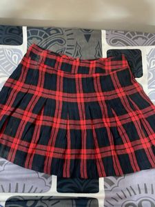 Red Plaid Mini Skirt