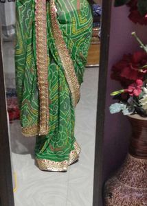 Green Bandhani Saree