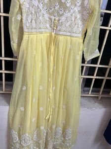 Lemon yellow Georgette Anarkali