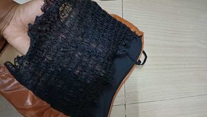 Tan Faux Leather Looking Corset Top