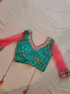 Teal Embellished Lehenga Skirt