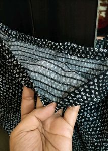 Floral Highly Stretchable Black Crop Top