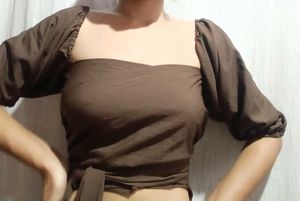 Brown Tie-Up Crop Top