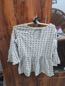 Patterned Peplum Top