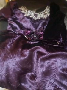 Gorgeous  Dark Purple Frock Velvet Full Sleeves
