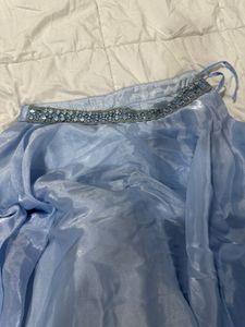 Blue Ruffle Lehenga with Embellished Top