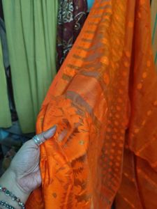 Orange Dhakai Buti Saree