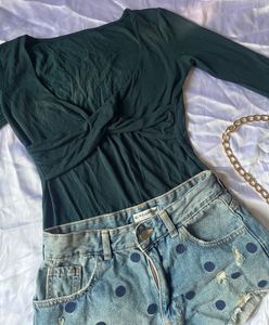 Cute Full Sleeve V Neck Top