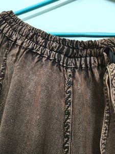 Denim Look Embroidered Beautiful Skirt