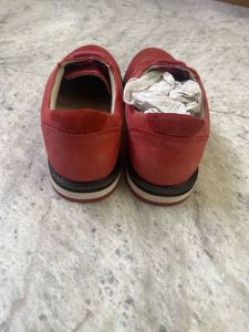 Red Suede Platform Sneakers