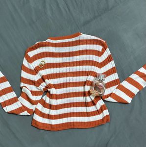 Striped Knit Cardigan+bag