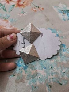 Geometric Glitter Stud Earrings