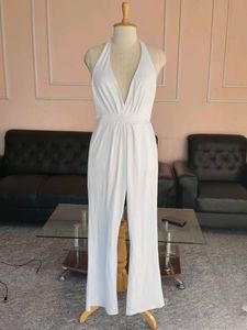 Hot Stylish N Elegant White Halter Jumpsuit
