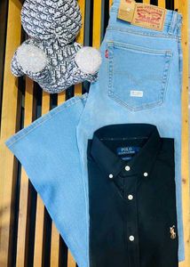 Plaid Shirt &amp; Jeans All Size Available .