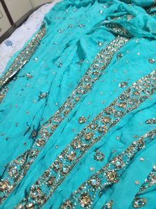 Stitched Saree with squins and stone work