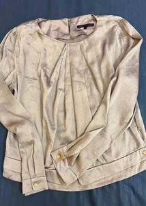 Elegant Greyish Silver Satin Top