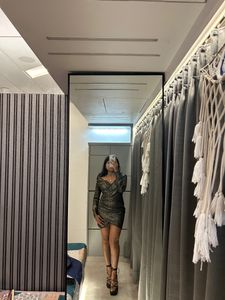 Party Shimmer Dress With V Neck &amp; Full Sleeve