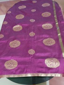 Attractive Purple Saree With Zari .