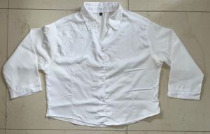 Crop White Button-Down Shirt