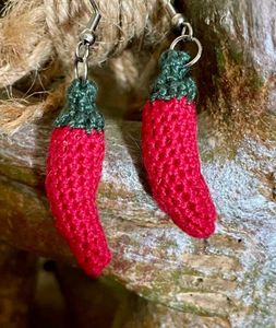 Red Chili Crochet Earrings